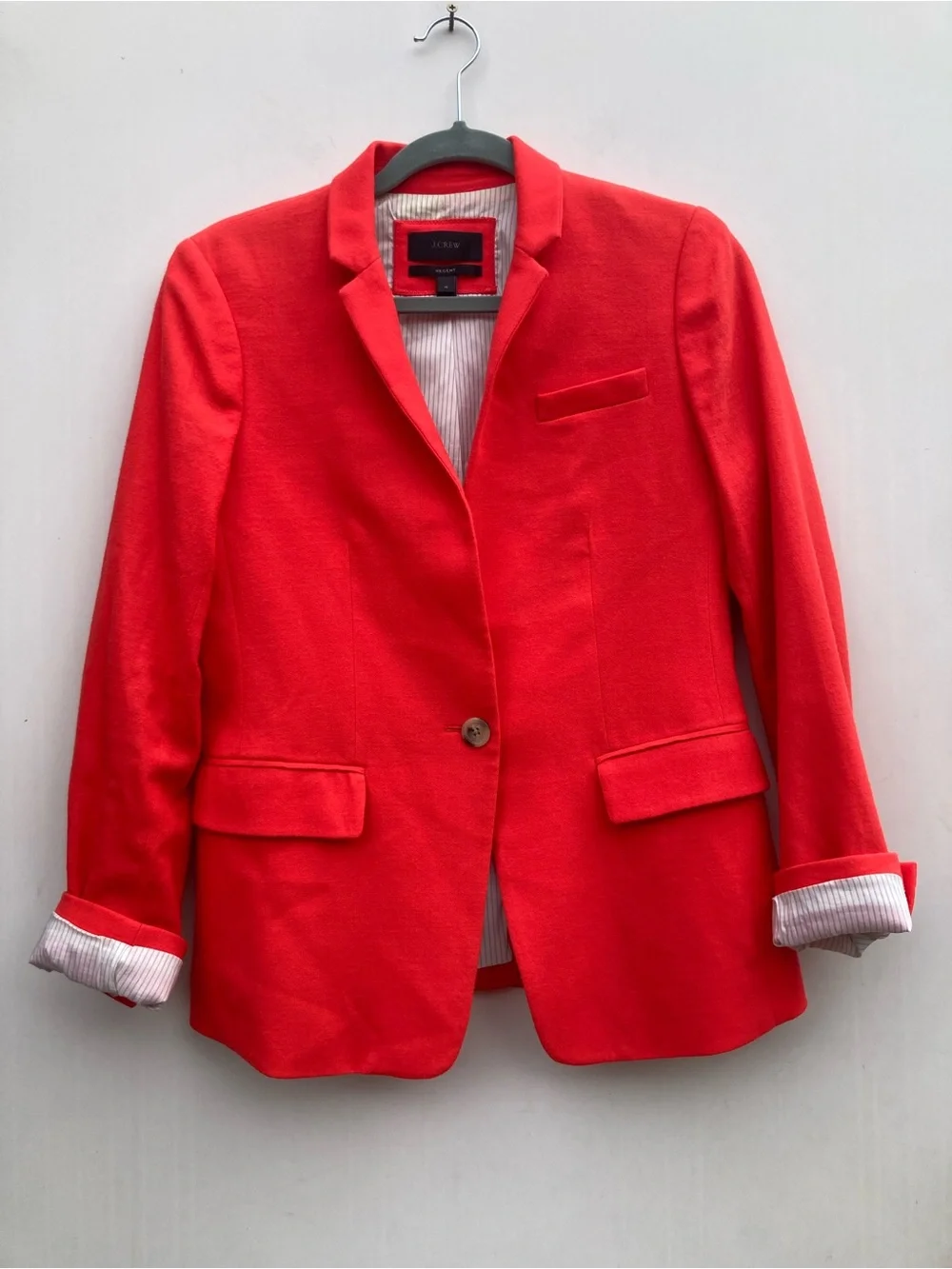 J. Crew Regent Red/Orange Wool Jacket Structured Cut Notched Collar Size 4